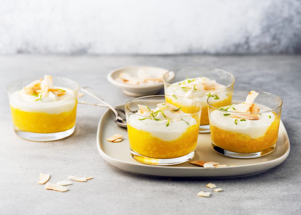 vegetarianfruitcreamdessertwithcoconutmilkcurdandmango